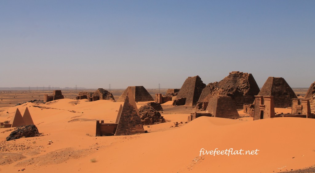 Dozens of pyramids, as far as the eye can see